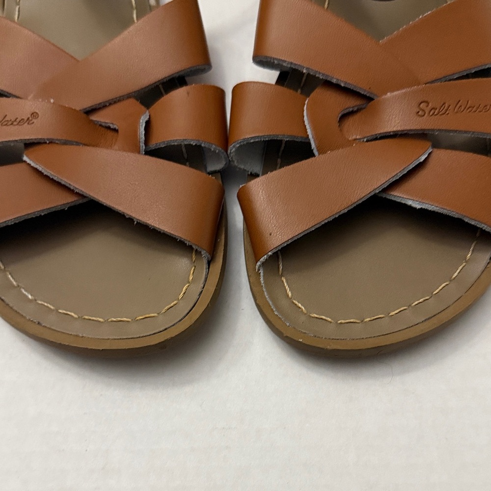 Salt Water Sandals by Hoy Tan Brown Crisscross Leather Sandals - Picture 5 of 8